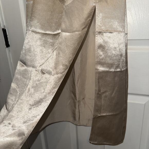 Aritzia Babaton Women’s Midi Satin Slip Skirt Slit Size 2 Denude - Picture 2 of 6